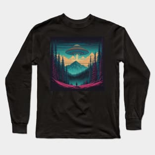 UFO Chronicles Podcast - UFO Glitch Artwork V5 Long Sleeve T-Shirt